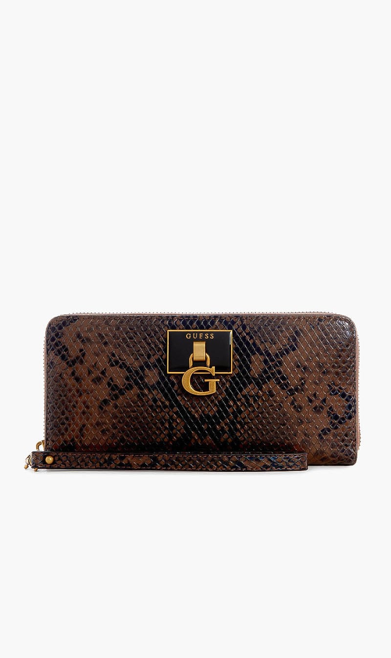 

Guess Brown Stephi Zip Around Wallet for Women | The Deal Outlet