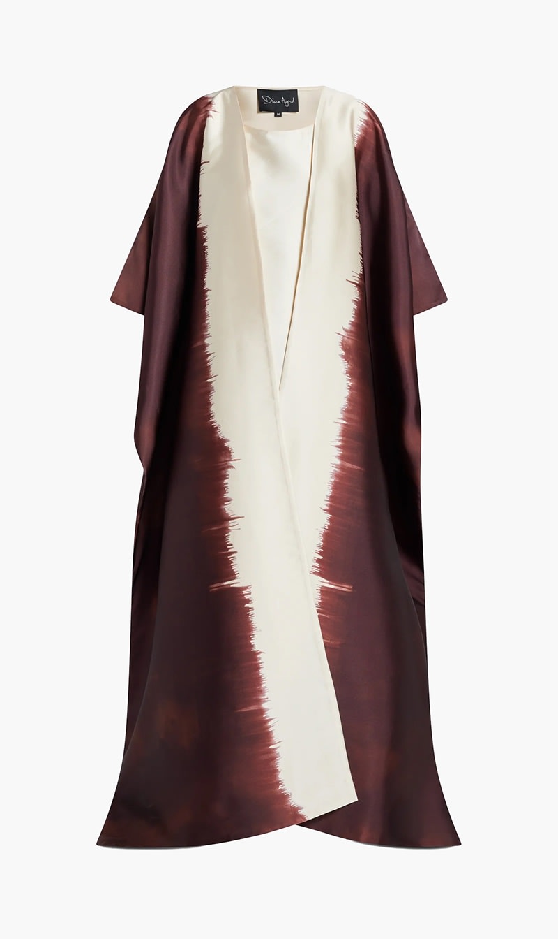 

Dima Ayad Brown Painted Open Kimono And Dress Set for Women | The Deal Outlet