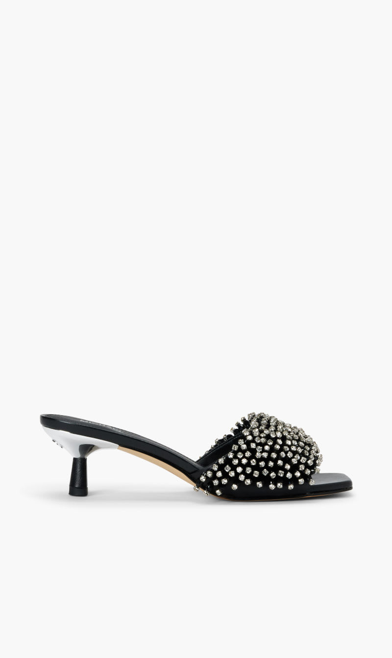 

Michael Kors Black Amal Kitten Sandal for Women | The Deal Outlet