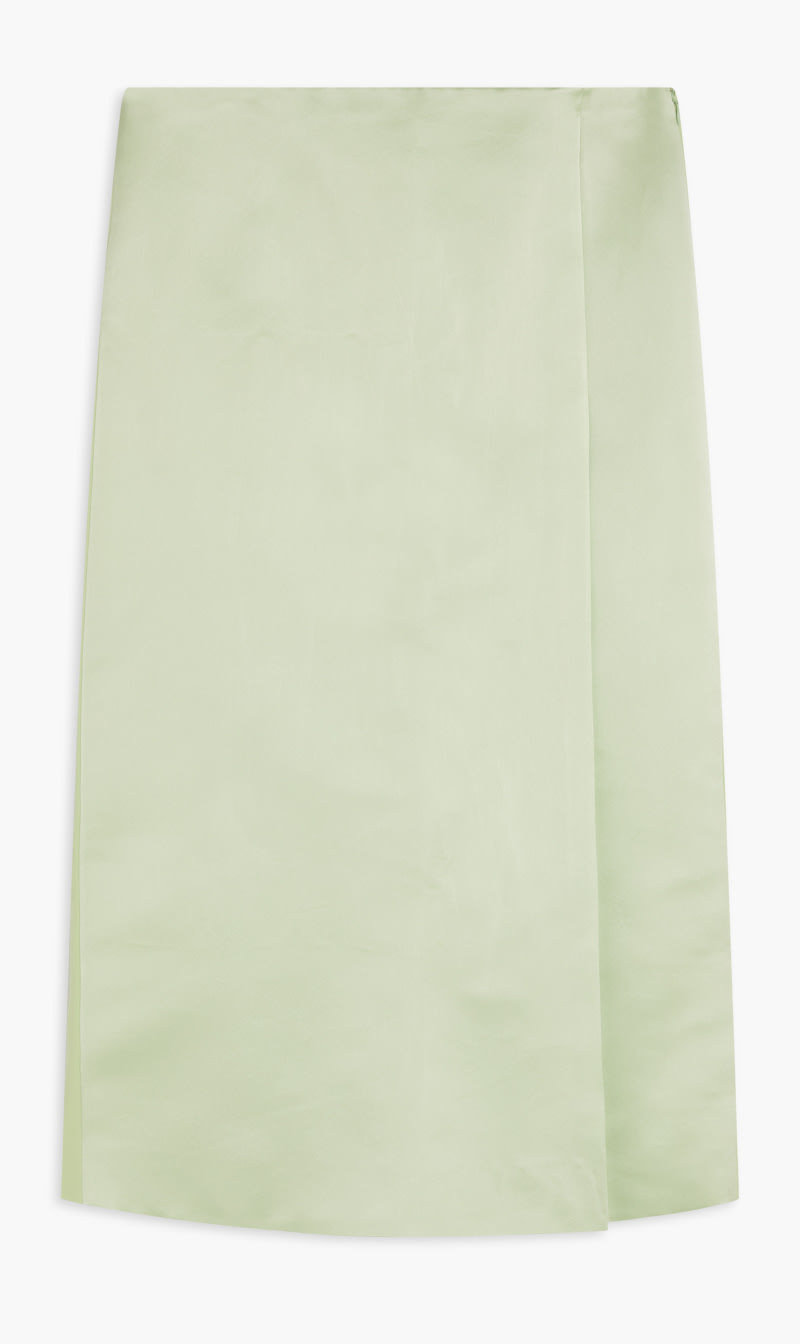 

Tory Burch Green Satin Wrap Skirt for Women | The Deal Outlet
