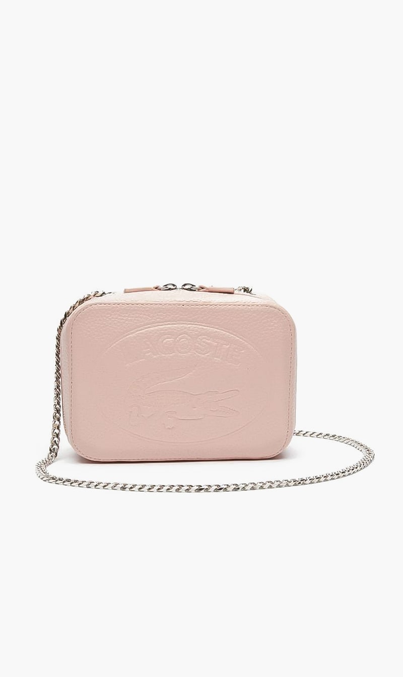 

Croco New Grained Leather Zip Crossover Bag, Pink
