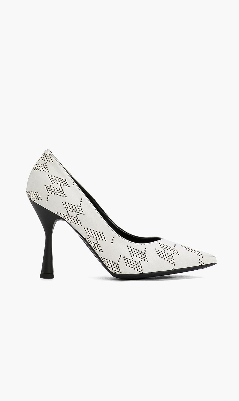 

Karl Lagerfeld White Panache Perf Heels for Women | The Deal Outlet