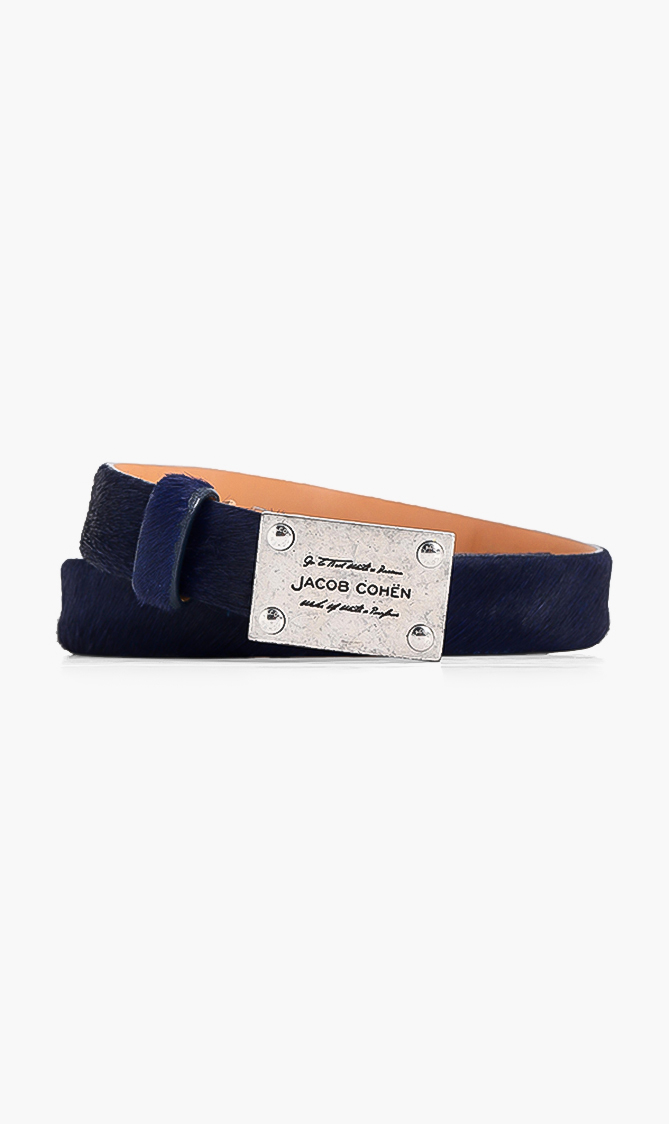 

Fur Leather Belt, Blue