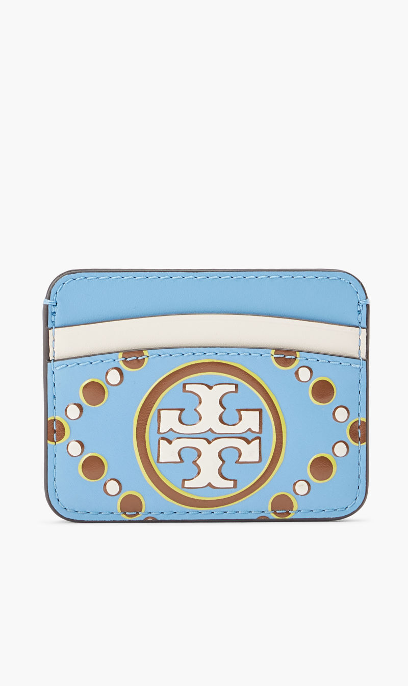 

Tory Burch Blue T Monogram Contrast Embossed Card Case for Women | The Deal Outlet