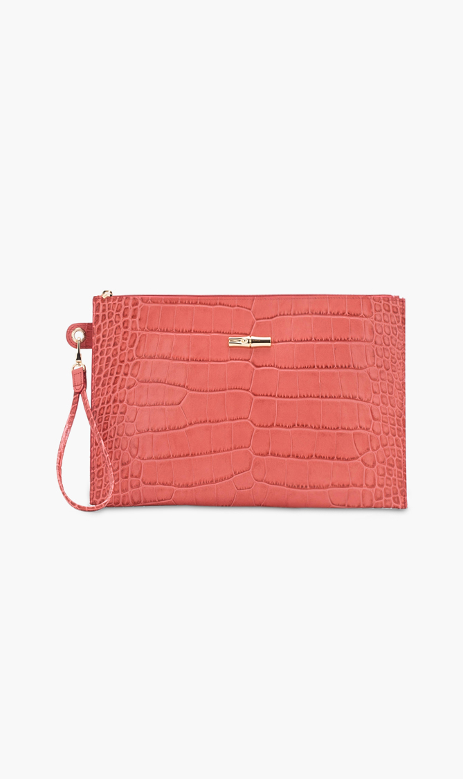 

Longchamp Roseau Crocodile Skin Wristlet