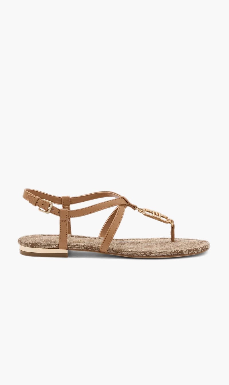 

Guess Brown Meaa Flat Sandals Ctd Specchio Crom for Women | The Deal Outlet