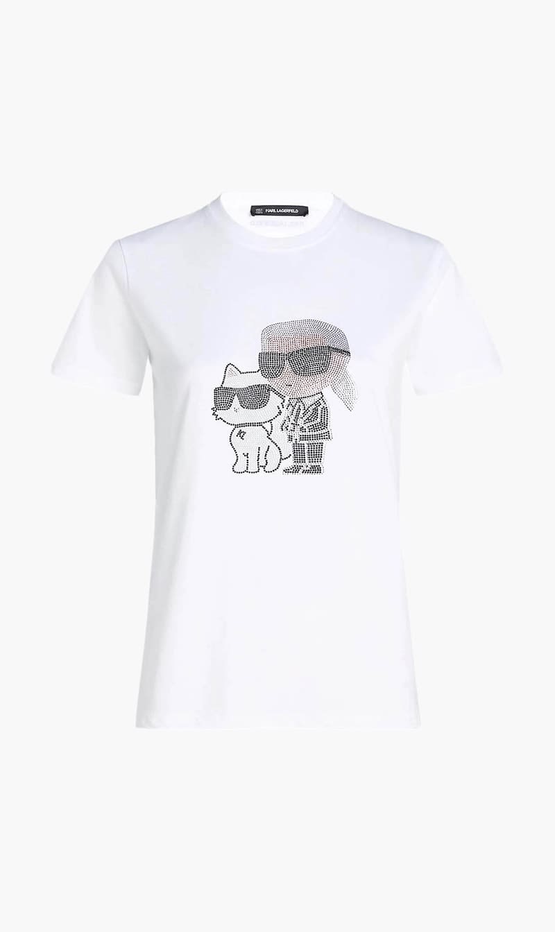 Karl Lagerfeld White Ikon Regular Fit T-shirt for Women