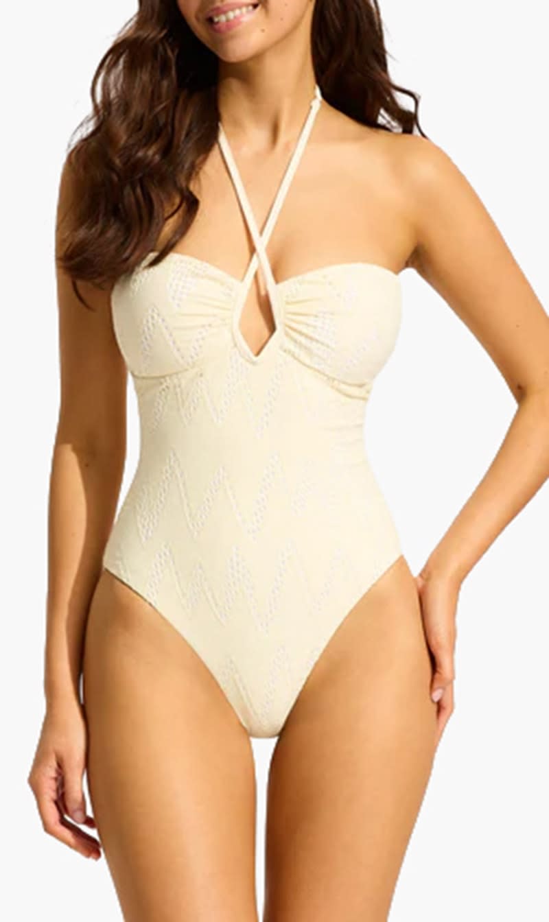 Seafolly Beige Chiara Diamond Wire Bandeau One Piece for Women