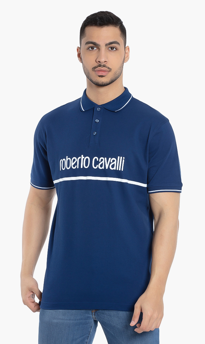 

Roberto Cavalli Logo Graphic Print Polo Shirt