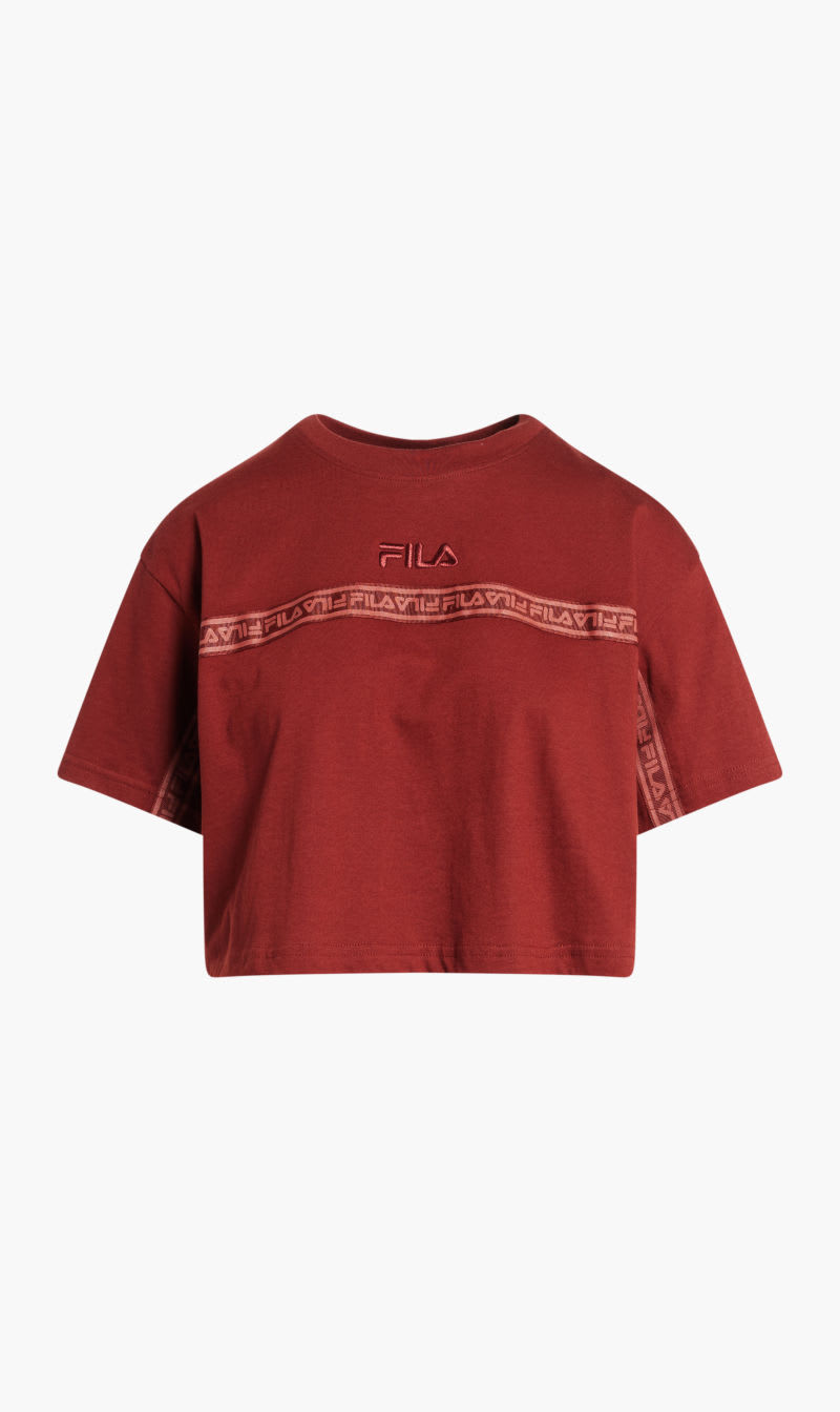 

Fila Red Reva Crop Tee With Chest Tape Detail for Women | The Deal Outlet
