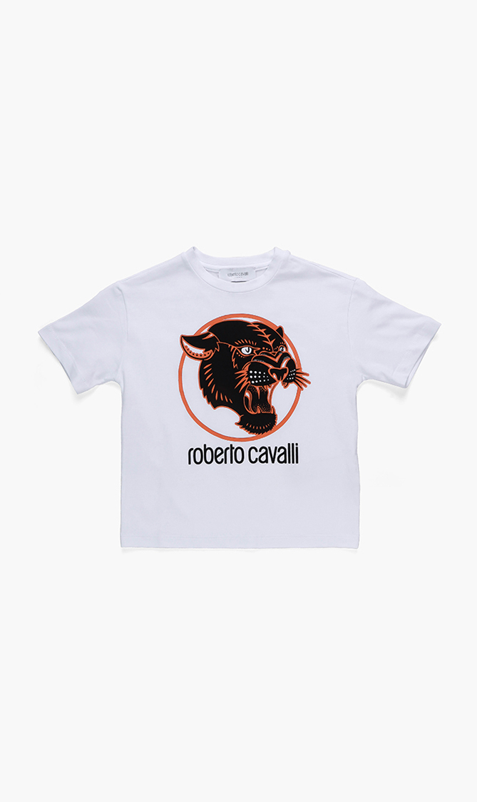 

Panther Print Jersey T-shirt, White