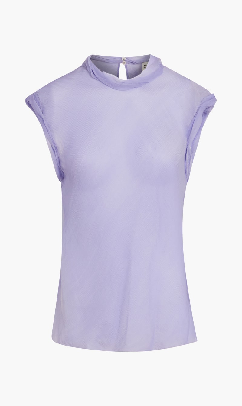 

Tory Burch Purple Twisted Chiffon Top for Women | The Deal Outlet