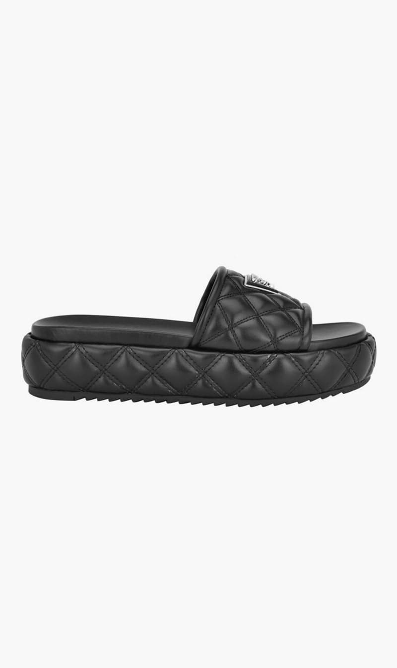 

Guess Black Longo Quilted Platform Sldes for Women | The Deal Outlet