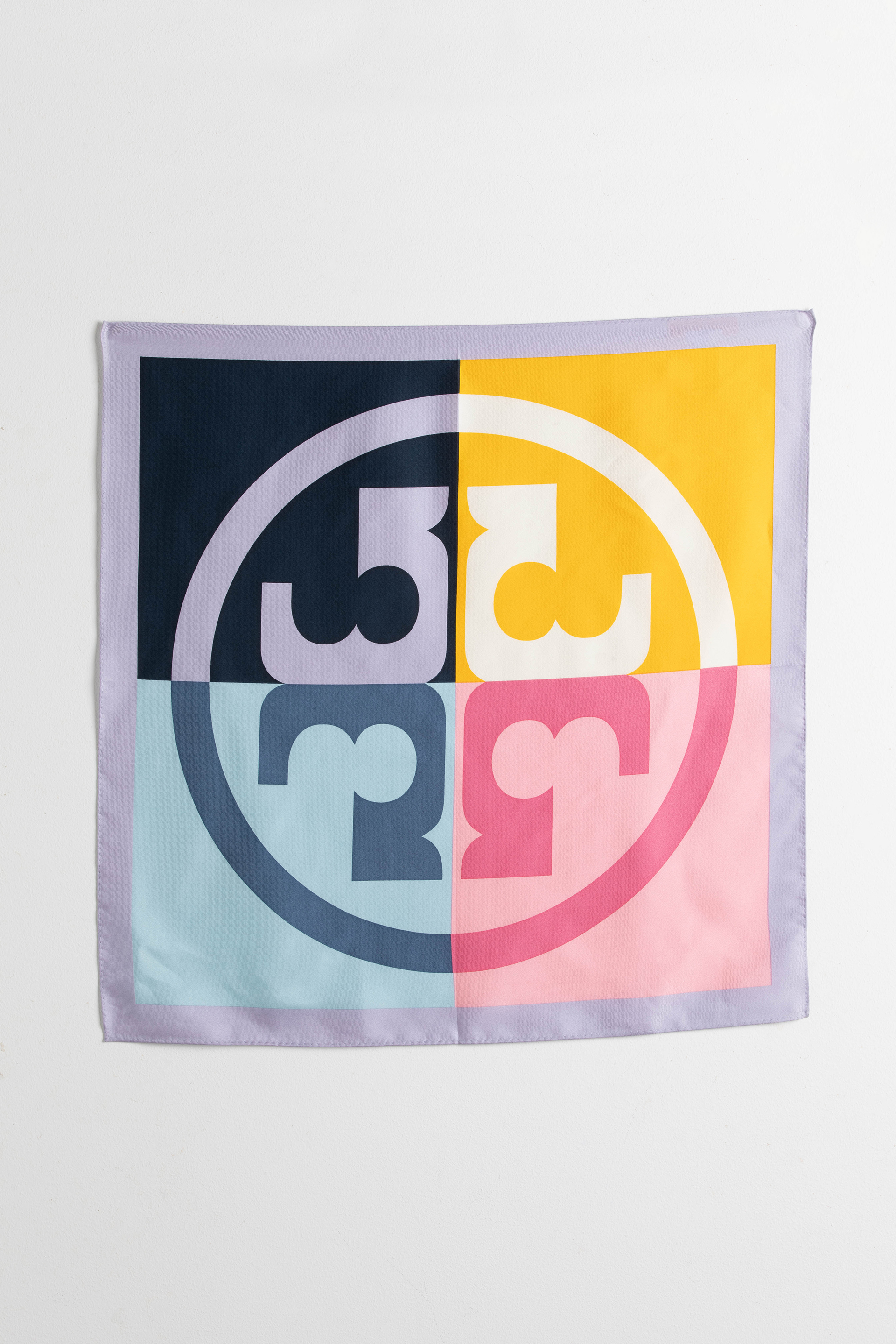 

Tory Burch Color-block Logo Silk Neckerchief