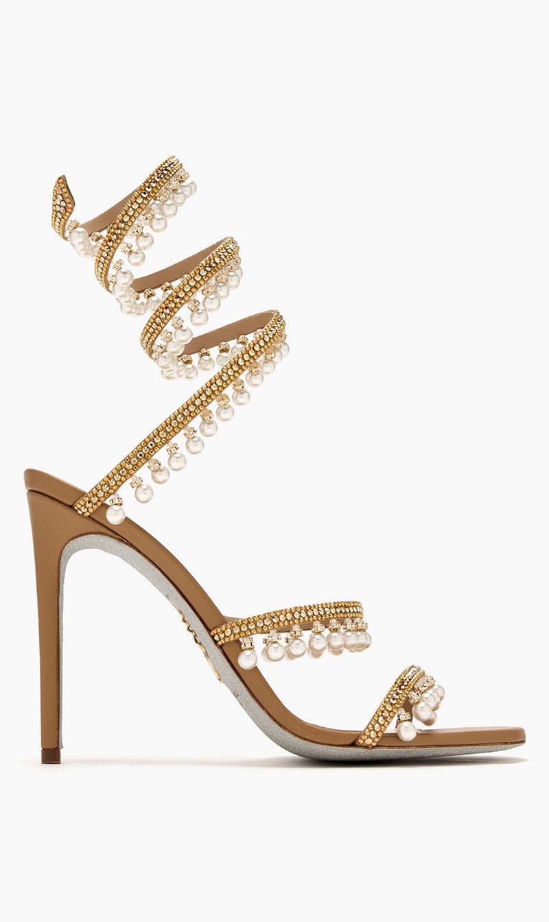 

Rene Caovilla Brown Chandelier Crystal Sandals for Women | The Deal Outlet