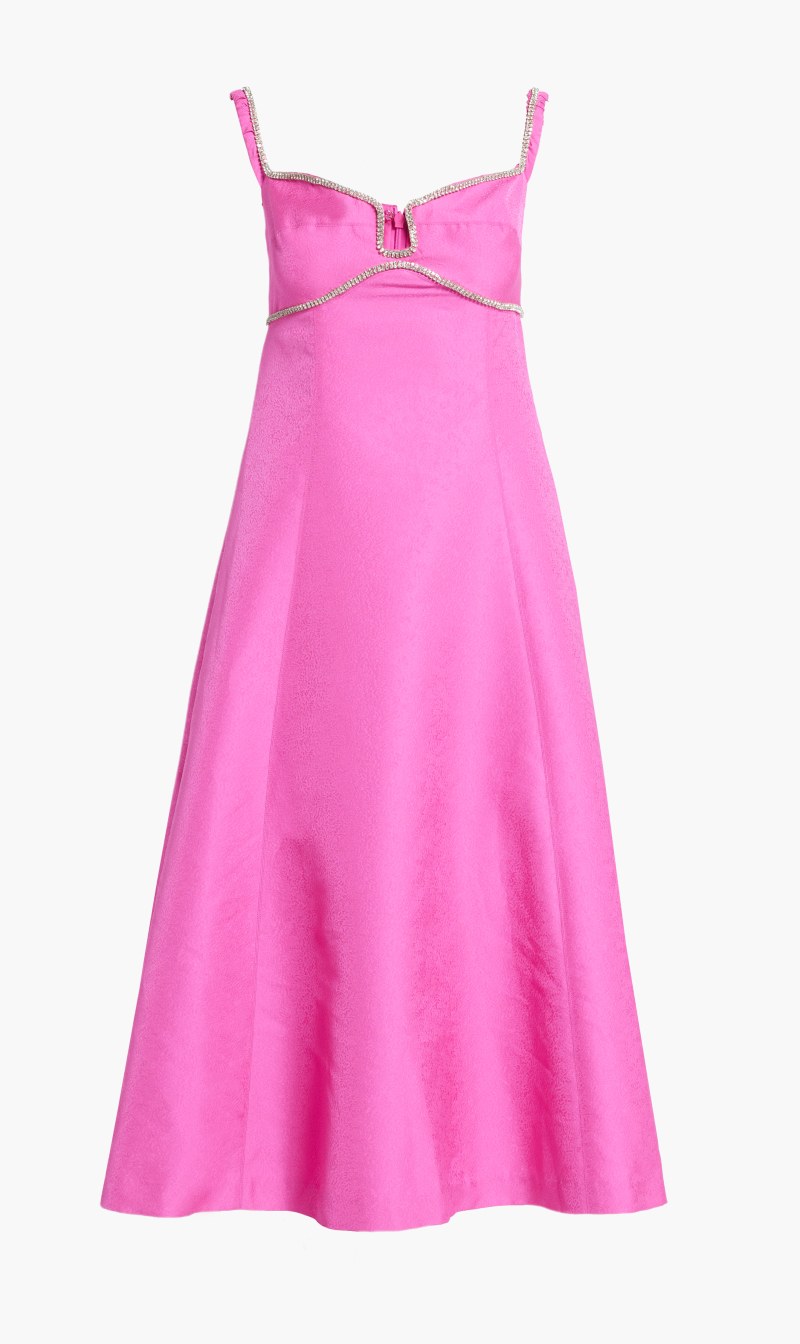 

Self-portrait Pink Pink Textured Diamante Detail Midi Dress for Women | The Deal Outlet