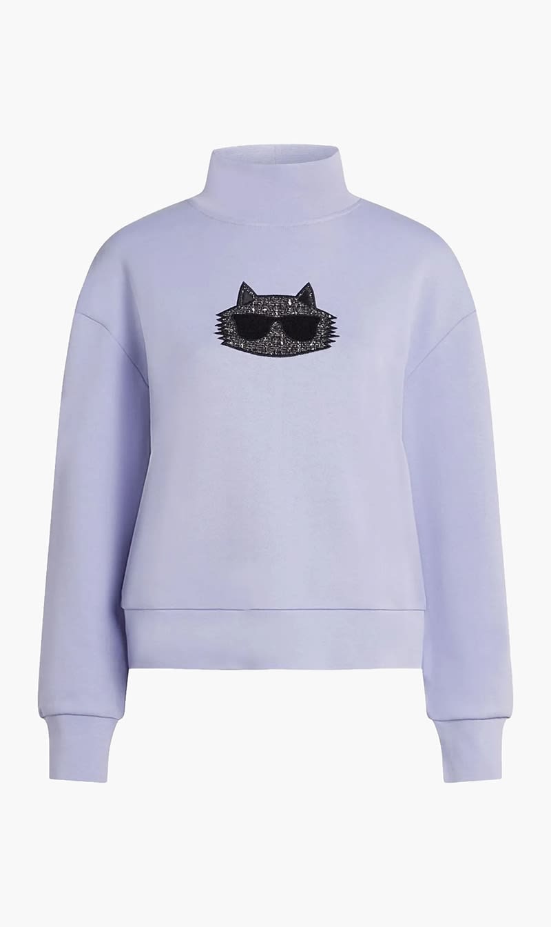 Karl Lagerfeld Purple Choupette Patch Turtleneck Sweatshirt for Women
