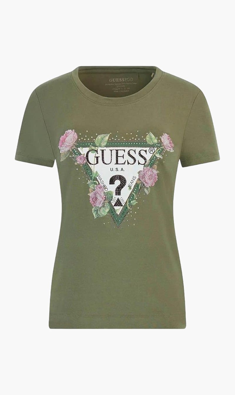 

Guess Green Floral Triangle Tee for Women | The Deal Outlet