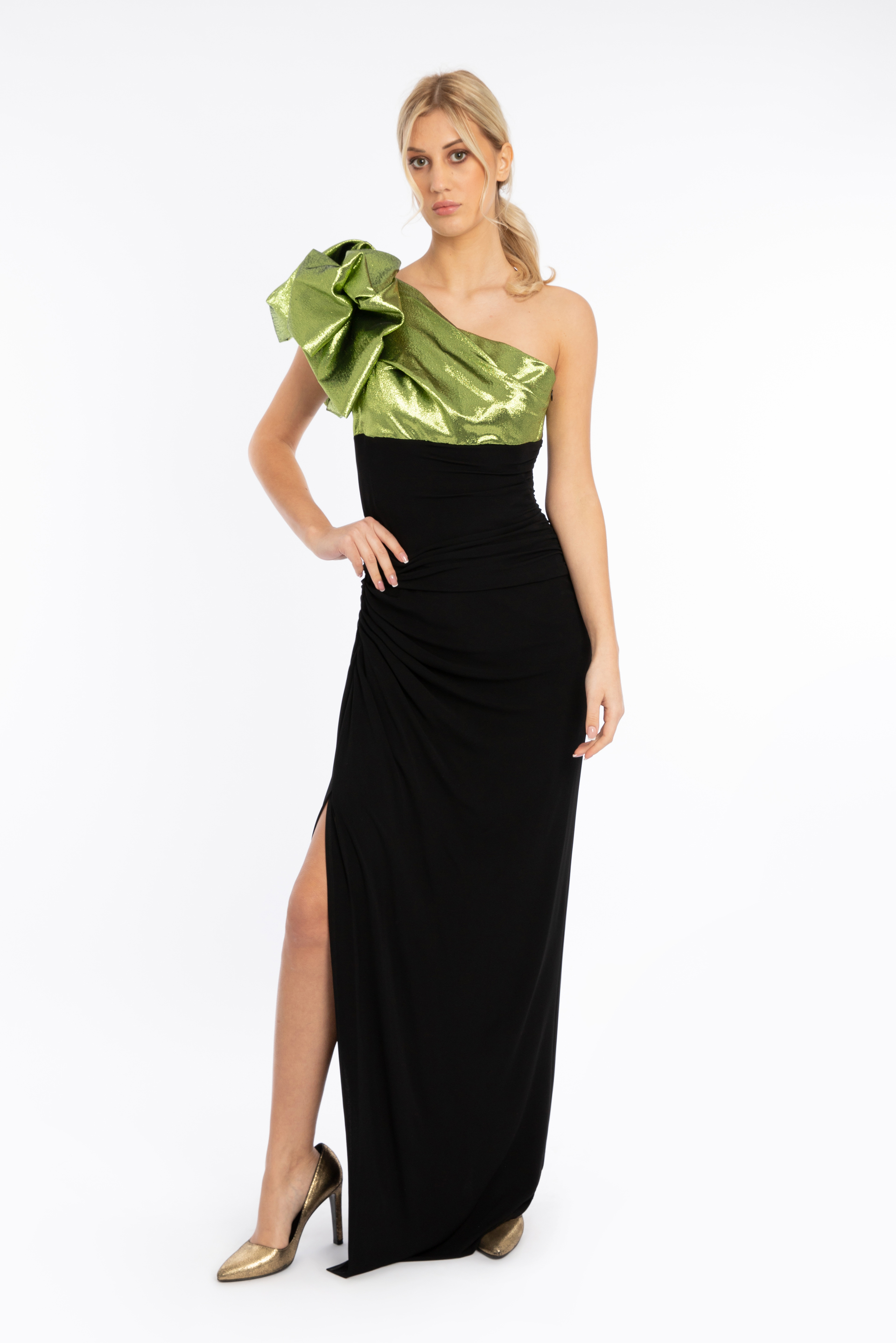 

Paule Ka Gathered One-shoulder Gown