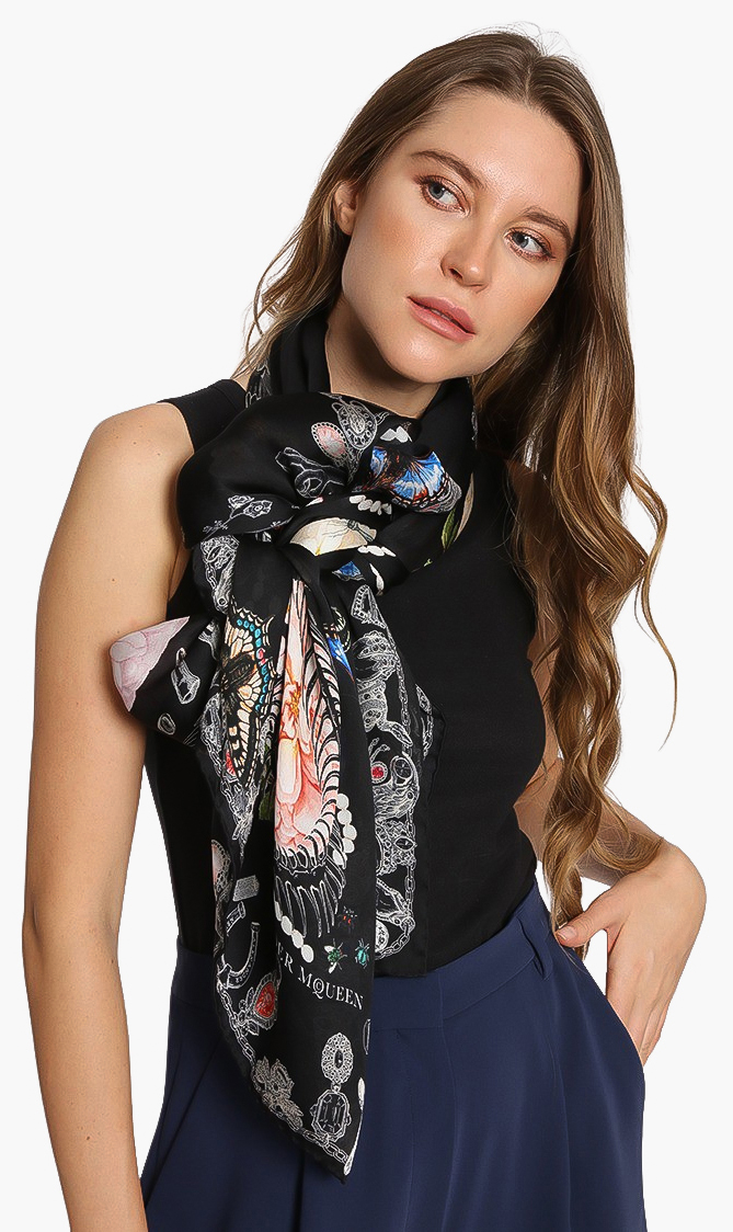 

ALEXANDER MCQUEEN Silk Skull Print Scarf