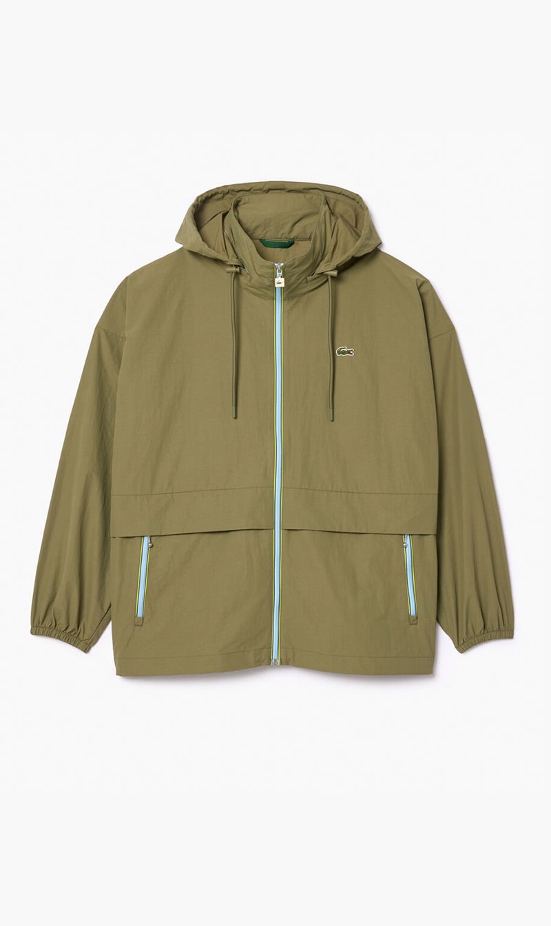

Lacoste Green Water-repellent Removable Hood Windbreaker for Men | The Deal Outlet