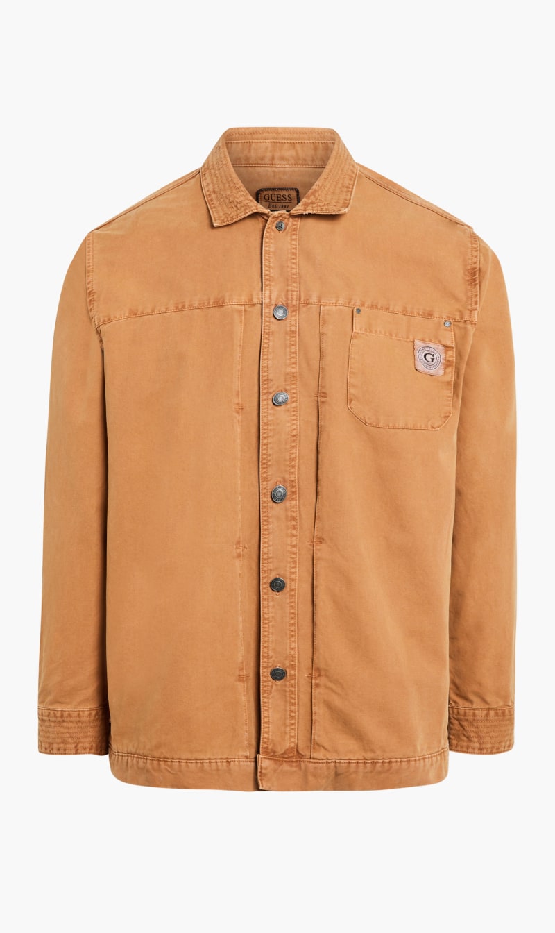 

Guess Brown Utility Denim Styled Overshirt for Men | The Deal Outlet