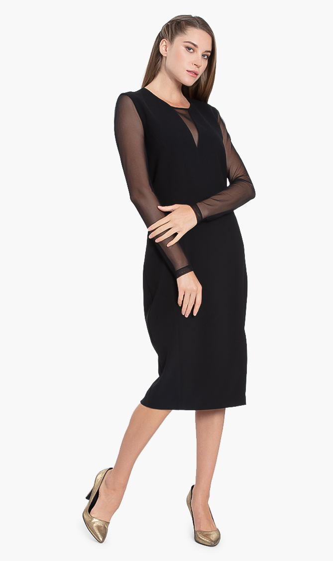 

Karl Lagerfeld Mesh Sleeved Party Dress