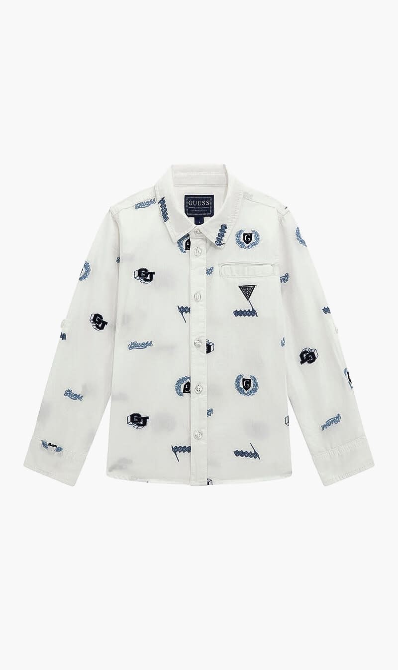 Guess White Printed Shirt for Boys