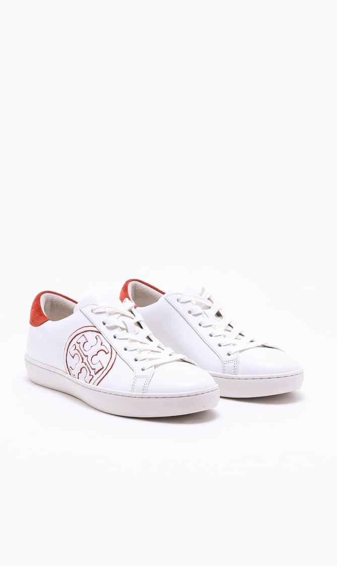 

TORY BURCH Suede-trimmed Printed Leather Sneakers