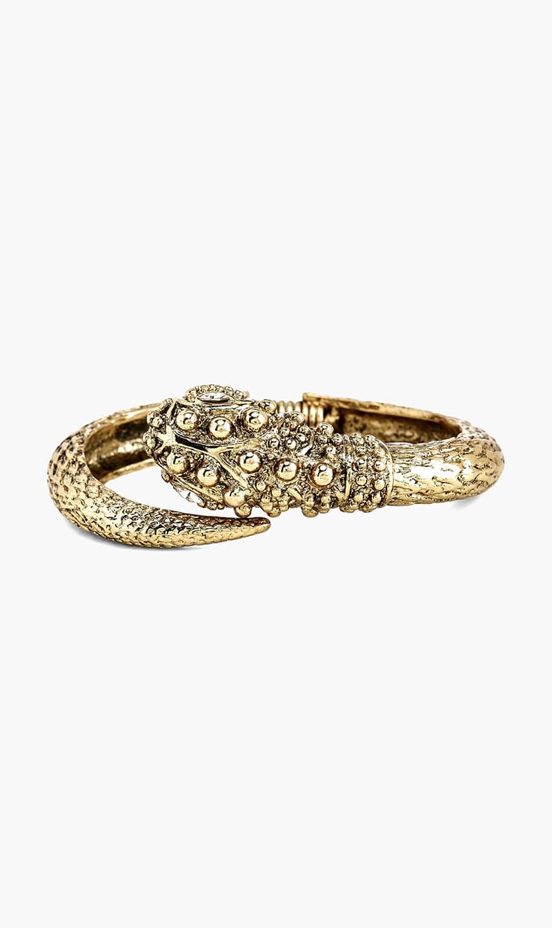 

Kenneth Jay Lane Gold Antique Gold Snake Head Bracelet for Women | The Deal Outlet