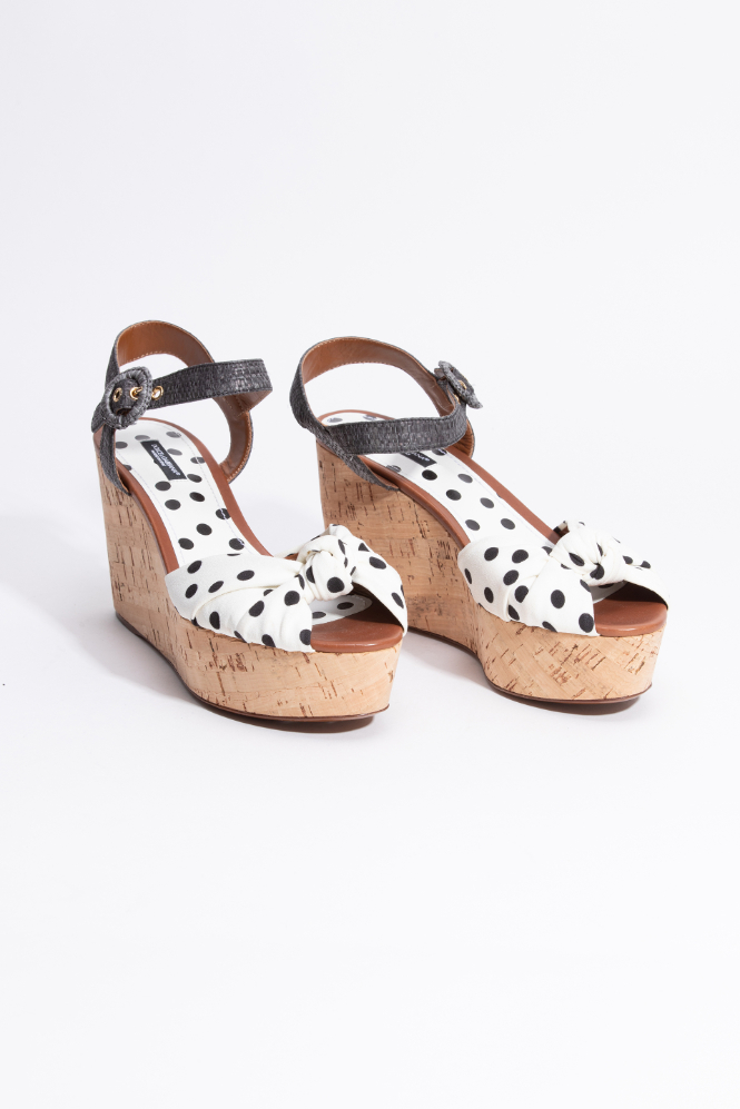 

Dolce&gabbana Polka-dot Knotted Wedge Sandal