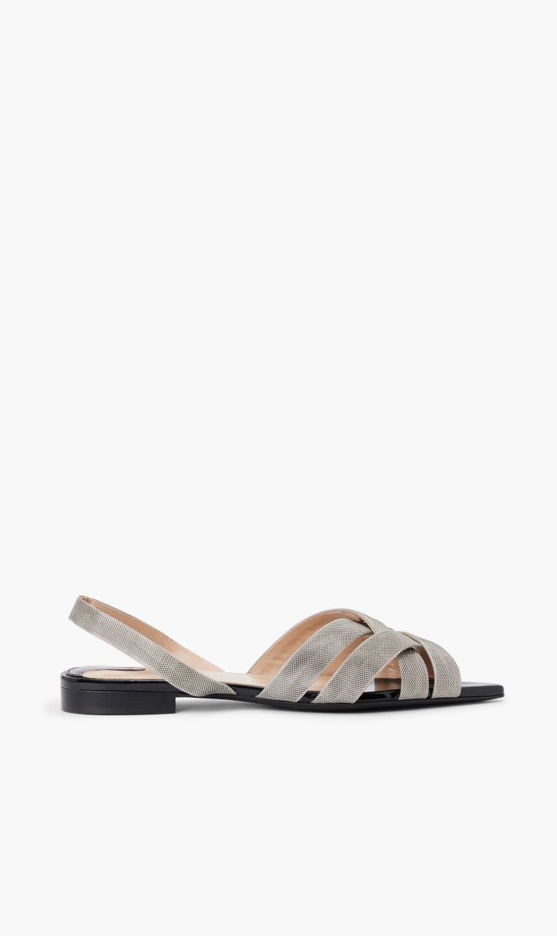 

Sebastian Milano Silver Eris Flat Sling Back Metallic Straps H10 for Women | The Deal Outlet