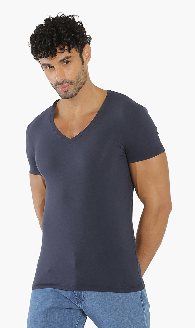 

Skin V-neck Inner T-shirt, Blue