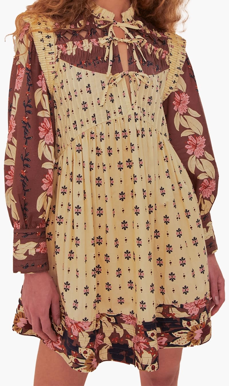 

Farm Rio Multi-color Floral Cream Open Yoke Mini Dress for Women | The Deal Outlet