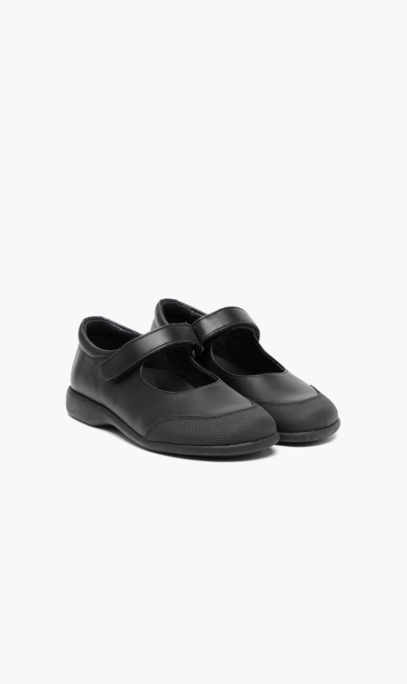 

Andanines Black Touch-strap Leather Ballerinas for Girls | The Deal Outlet