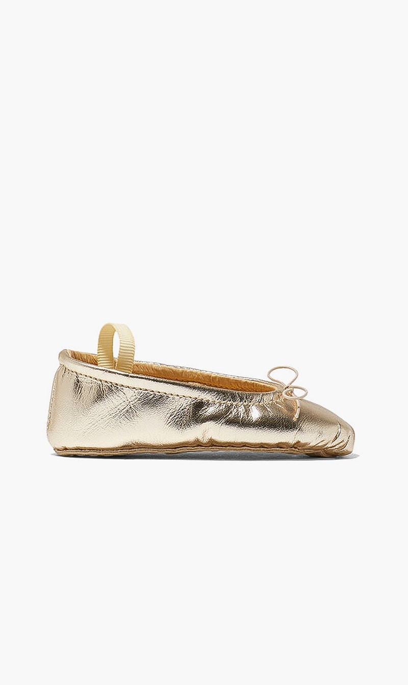 

Leather Ballerina Shoes, Gold