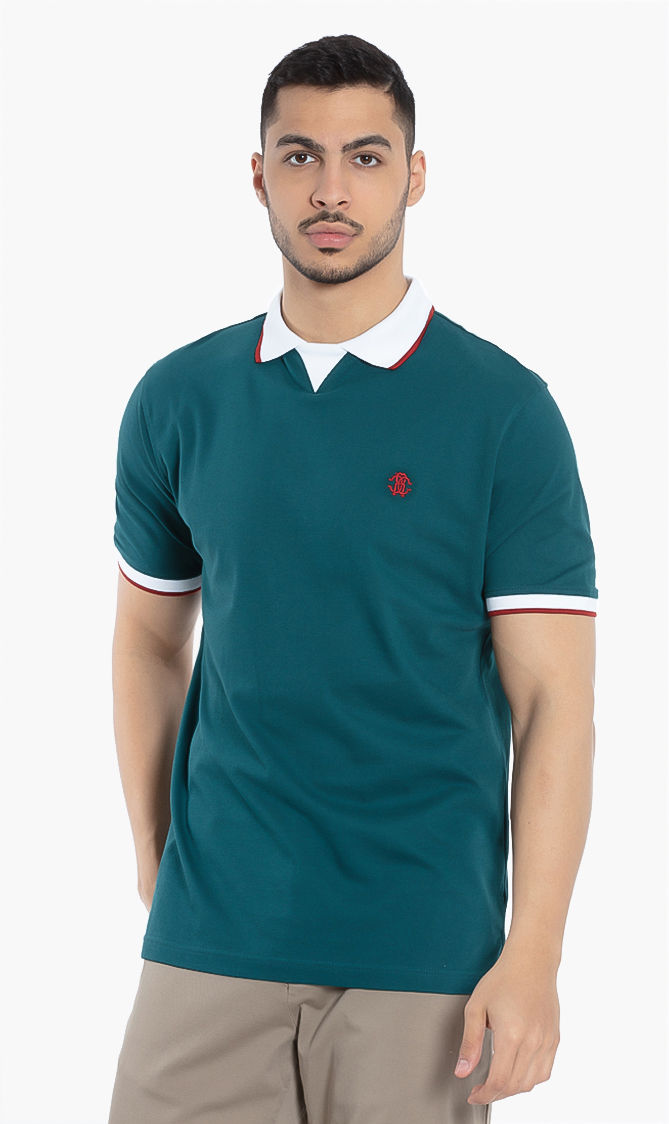 

ROBERTO CAVALLI Contrast Trim Cotton Polo Shirt
