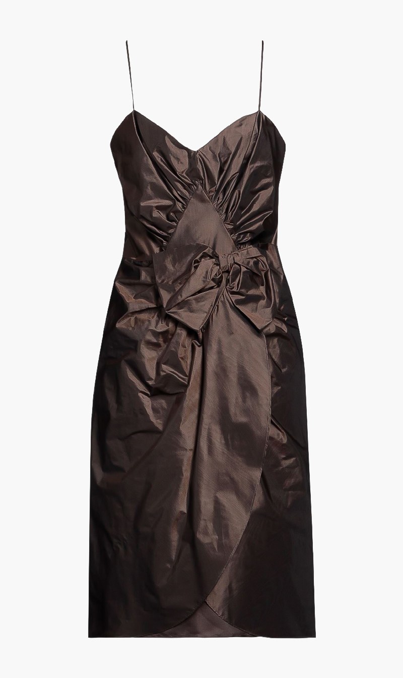 

Maison Margiela Brown Strap Chestnut Midi Dress for Women | The Deal Outlet