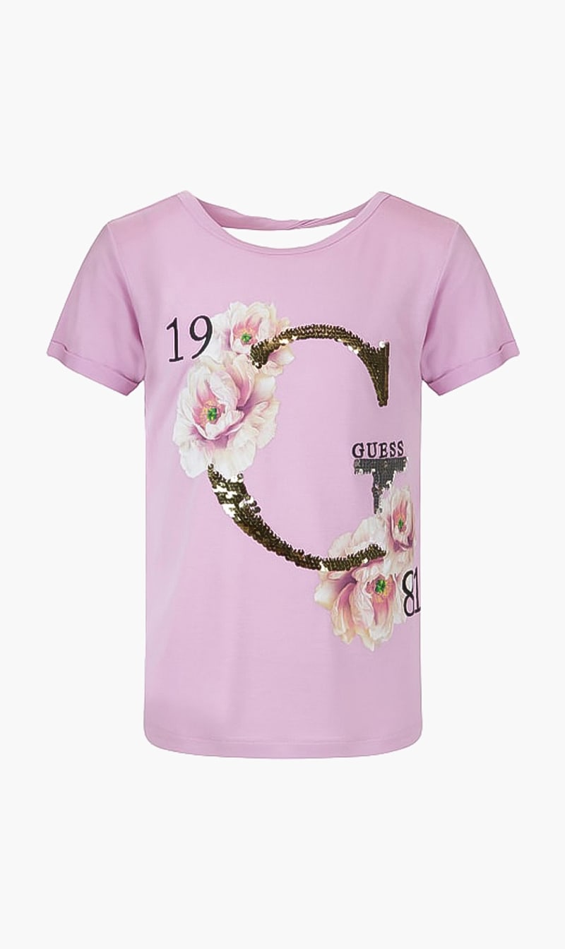 

Guess sequins crew neck tshirt | the deal outlet, Pink