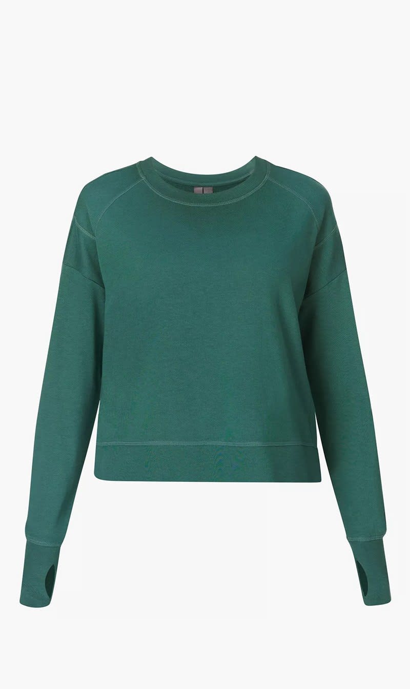 

Sweaty Betty Green After Class Crop Sweatshirt for Women | The Deal Outlet