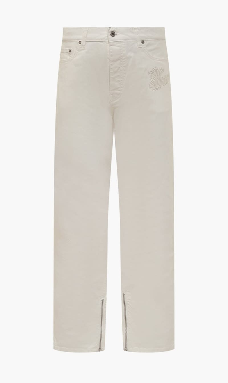 

Off-white White 90slogo Zip Det Skate Jeans Raw White Ra for Men | The Deal Outlet