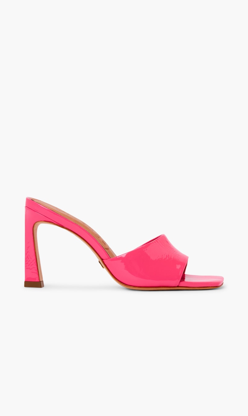 

Vicenza Pink Glossy Mules for Women | The Deal Outlet