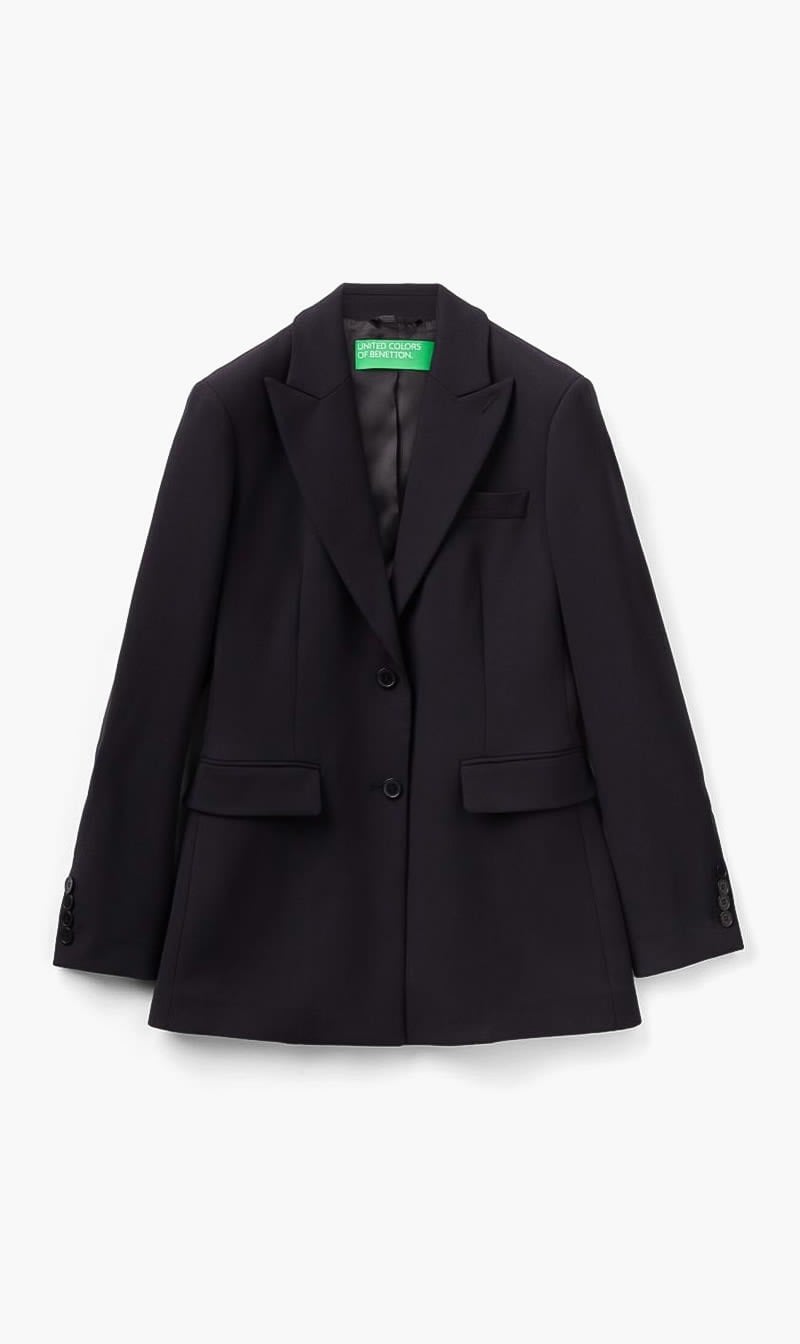 United Colors Of Benetton Black Fitted Jacket for Women