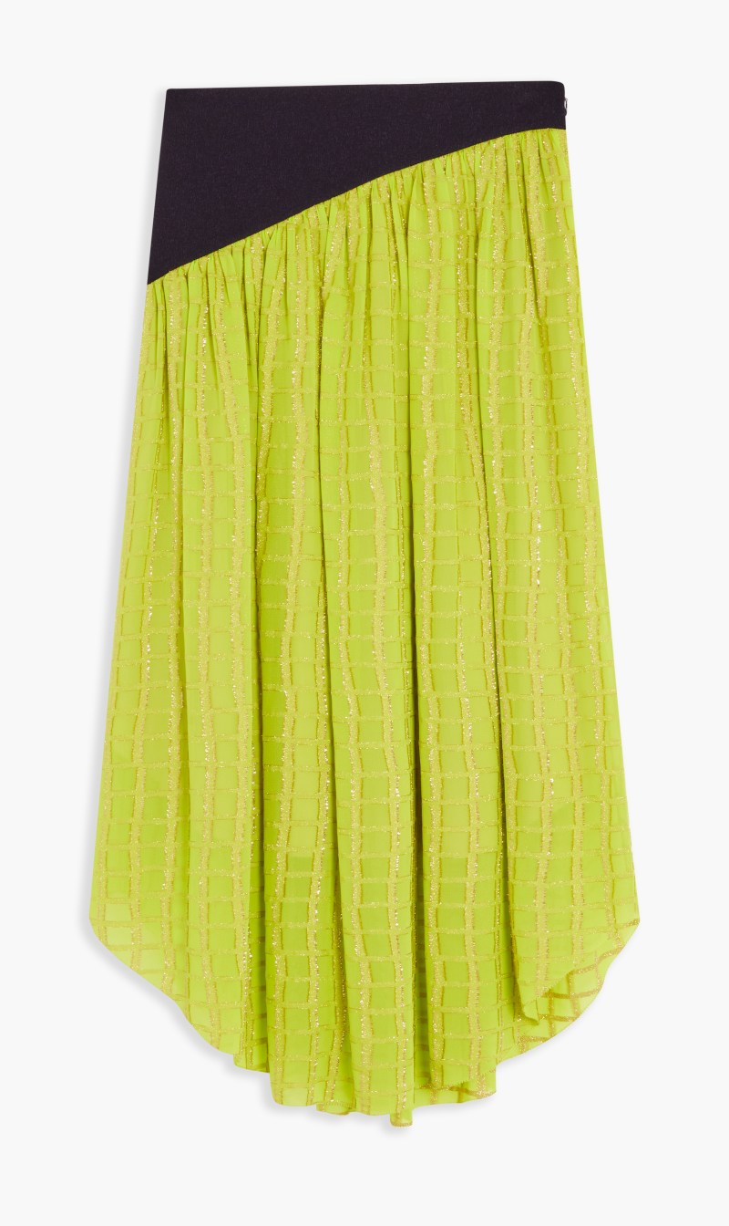 

Tory Burch Green Colorblock Chiffon Skirt for Women | The Deal Outlet