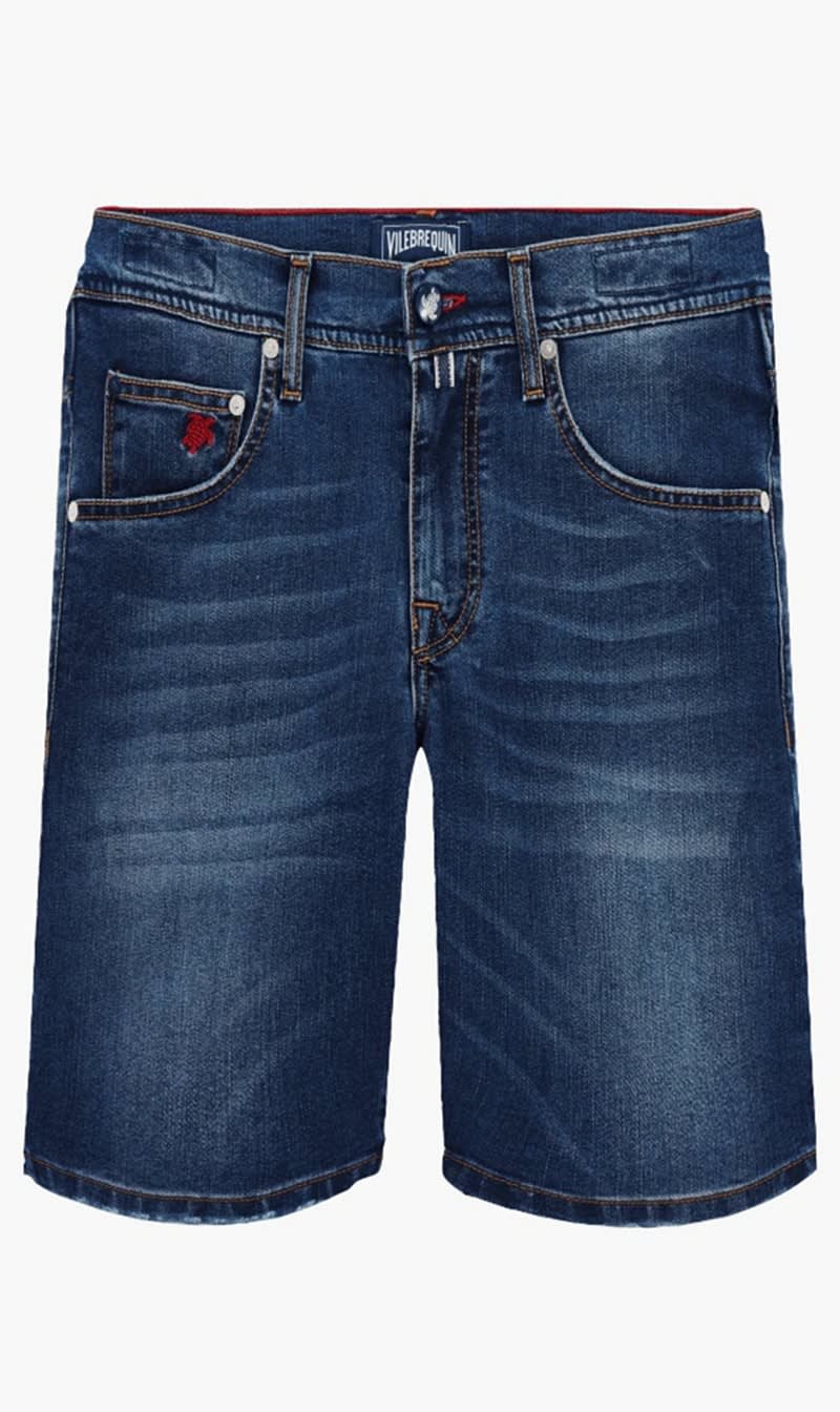 

Vilebrequin Blue 5-pockets Denim Bermuda Neo Medusa for Men | The Deal Outlet