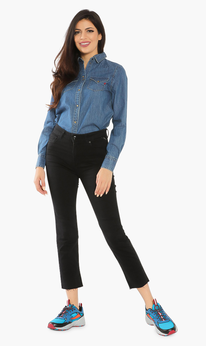 Faaby Cigarette Crop Jeans, Black