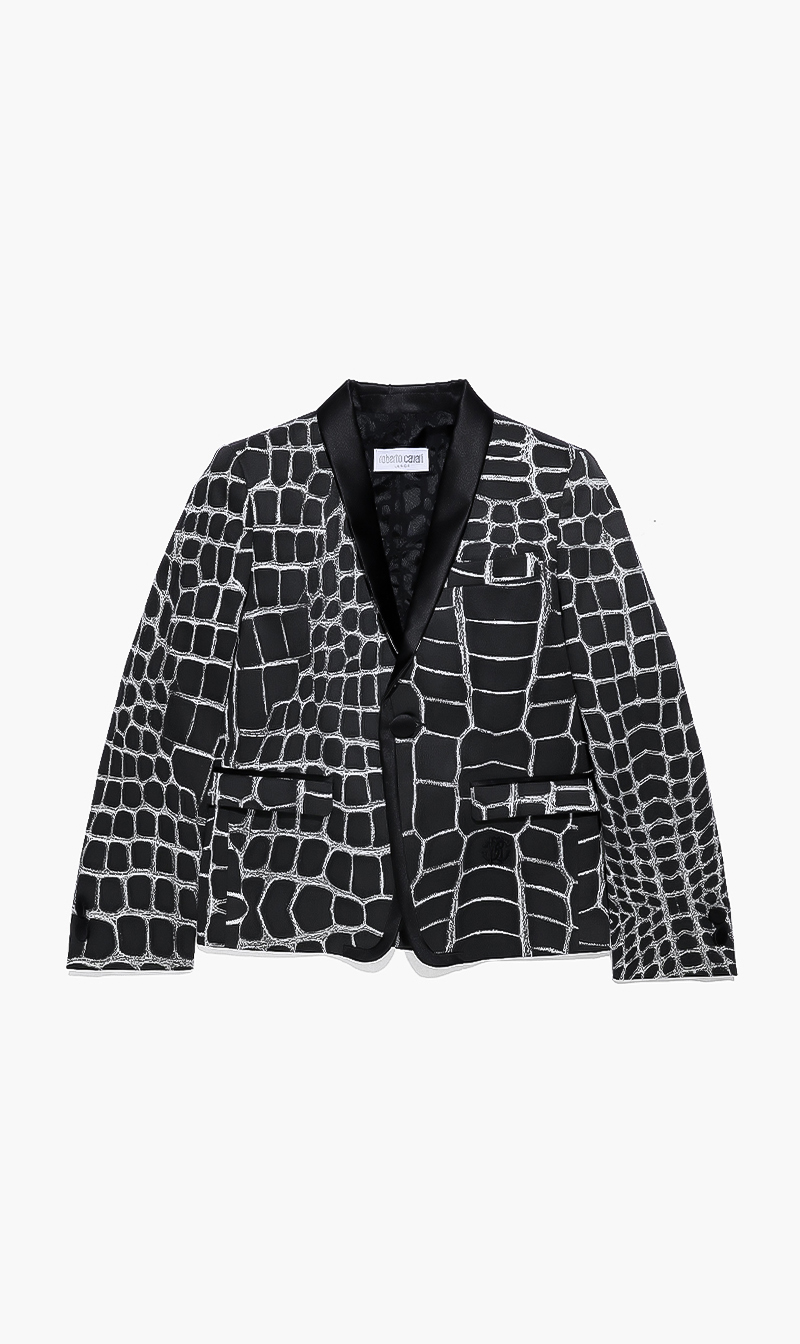 

Roberto Cavalli Satin Croco Tuxedo Jacket