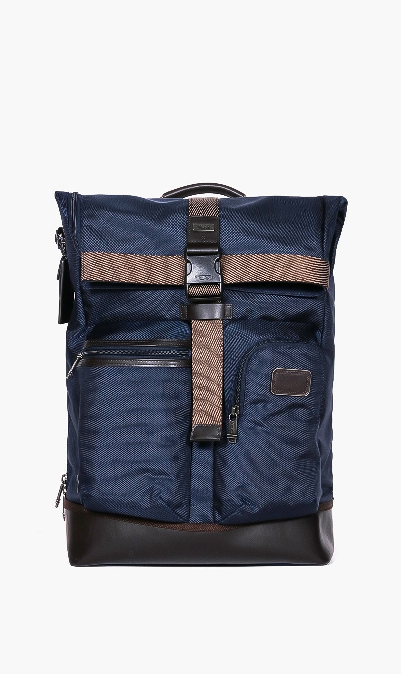 

Tumi Blue Fremont Cypress Roll Top Backpack for Men | The Deal Outlet