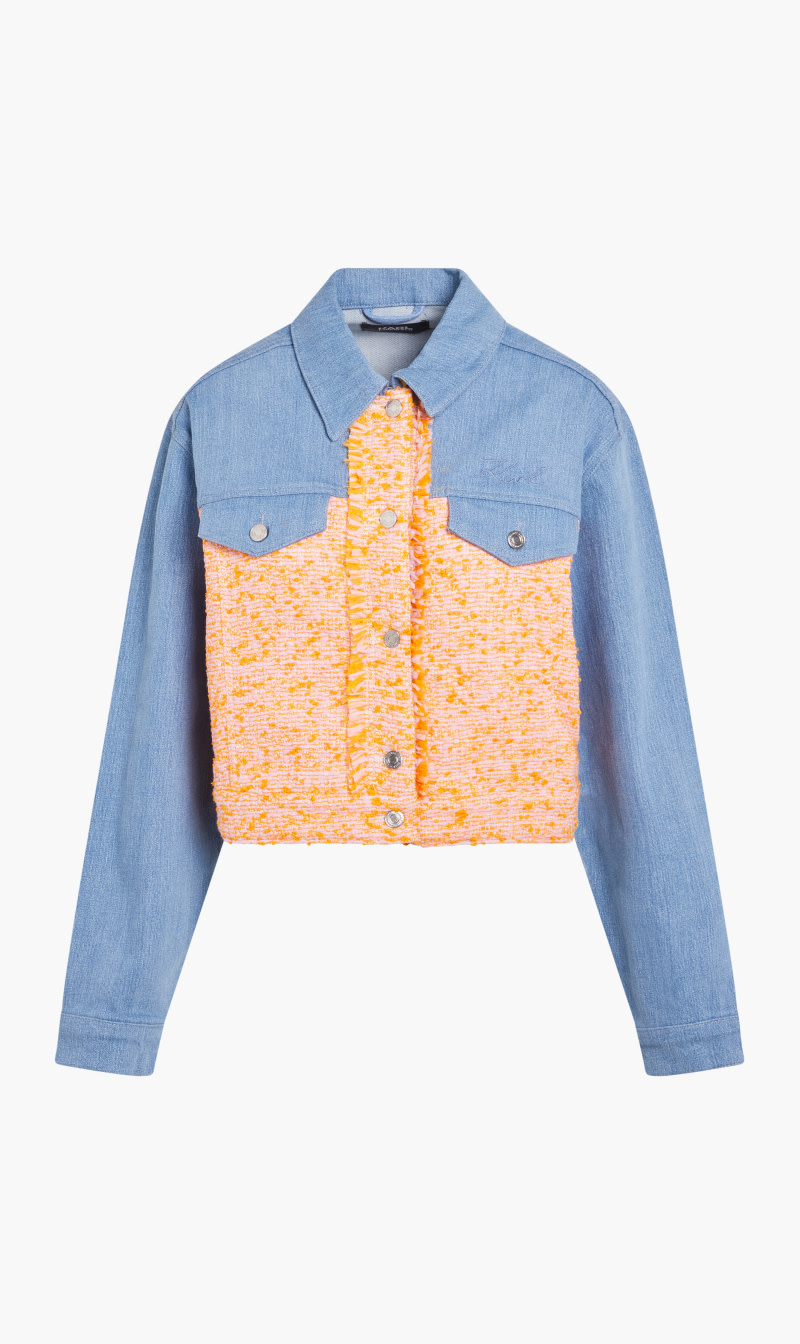 

Karl Lagerfeld Blue Denim Boucle Jacket for Women | The Deal Outlet