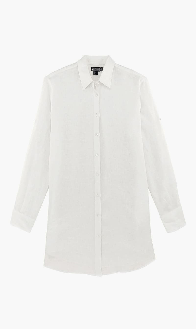White Vilebrequin Yellow Linen Shirt Dress for Women